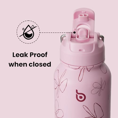 BOTTLE BOTTLE 32oz Insulated Water Bottle with Pill Box | Stainless Steel,Sport Water Bottle, with Straw Dual-use Lid and Pill Box, Design for Gym - color: pink flower