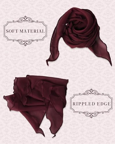 Chiffon Scarf for Women, Removable Flower Neck Scarf Light Soft Fashion Rose Scarves Versatile Headband or Hair Band - color: Burgundy Big Flower