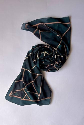Hijab Modest and Elegant | Beautifully Designed Printed Chiffon Patterns | Muslim Women Head Scarf and Veil - color: Green