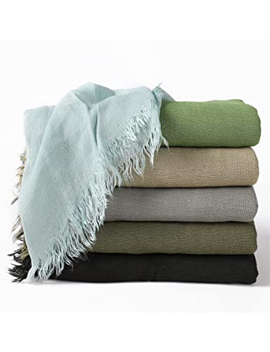 Txameru Hijab Scarf for Women - Muslim Rayon Crinkle With Fringe Edge - color: Light Mint