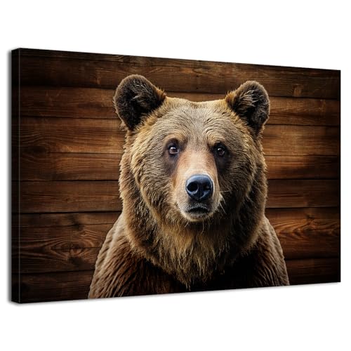 Bear Pictures Wall Decor Farmhouse Bear Decor Bathroom Wall Art Vintage Hunting Cabin Wall Decor Rustic Wildlife Animal Head Canvas Prints Woodland Artwork Bedroom Living Room Home Decorations 12x16" - color: Bear, size: 16"L x 12"W