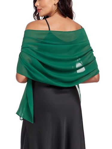 Shawls and Wraps Soft Chiffon Scarve Scarf For Evening Party Dresses Wedding Stole - color: Dark Green