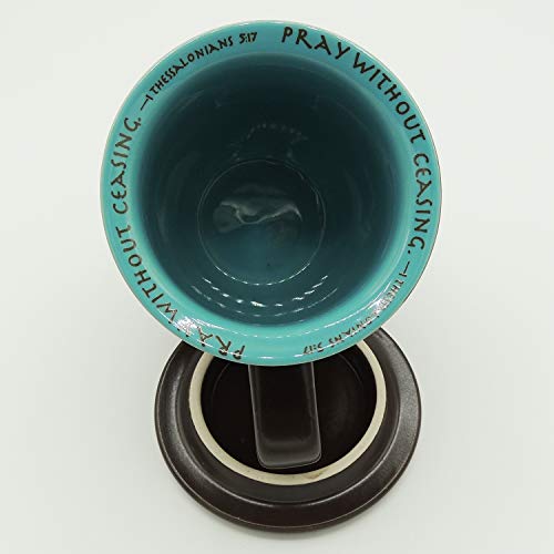 Abbey Gift Prayer Changes Everything Coaster Brown and Blue, 1 Count, Dishwasher Safe Mugs For Coffee and Tea, Includes Bible Verse, "4 x 4.38""" (52892),14 ounce - size: 14 Ounces