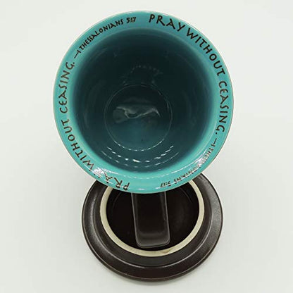 Abbey Gift Prayer Changes Everything Coaster Brown and Blue, 1 Count, Dishwasher Safe Mugs For Coffee and Tea, Includes Bible Verse, "4 x 4.38""" (52892),14 ounce - size: 14 Ounces