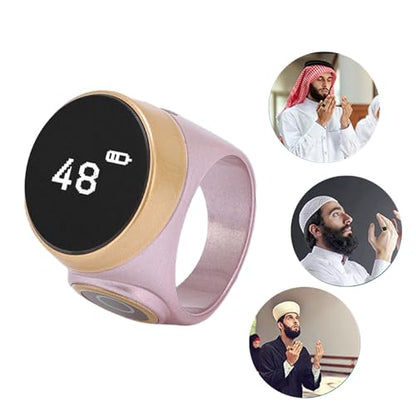 Smart Counter, Digital LCD Screen Rechargeable Electronic Tally for Muslim Islamic Prayer Work Sports, Finger Counter Touch Control - color: Rose Gold