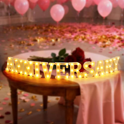 Aurelema Sukkot Large LED Letter Sign LED Lights Battery Powered Table Decoration for Party Gift Tabletop Decoration(Anniversary) - size: 8.27 inches, style: Anniversary
