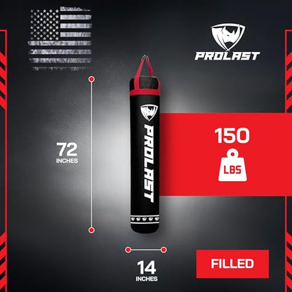 Heavy Punching Kicking Bag for Adults, Boxing, MMA, Martial Arts, Muay Thai, Strength Training Equipment, Filled/Unfilled, 6ft, 150 lbs, Special Edition Logo - color: Black / Red, size: Filled