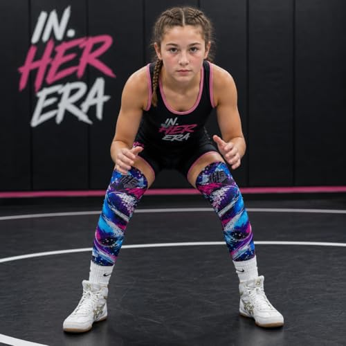 Girls Wrestling Knee Pads & Knee Sleeves, Youth Padded Compression Knee Support for Wrestling Practice, Competition & Training, Pair (Medium) - size: Medium