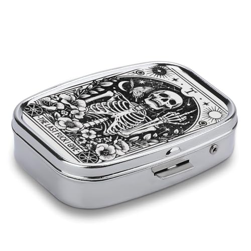 Metal 2 Compartment Pill Organizer Travel Friendly Portable Compact Pill Box Cute Pill Case to Hold Vitamins,Fish Oil,Supplements,Meds,Tablet for Purse,Pocket. (Last) - color: Last