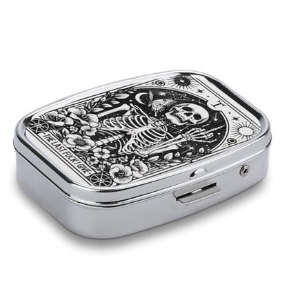 Metal 2 Compartment Pill Organizer Travel Friendly Portable Compact Pill Box Cute Pill Case to Hold Vitamins,Fish Oil,Supplements,Meds,Tablet for Purse,Pocket. (Last) - color: Last