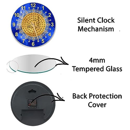Tempered Glass Islamic Wall Clock, Islamic Wall Art for Living Room, Islamic Wall Decor, Eid Gifts, Muslim Home Decor, Quran, Ramadan Decoration, Arabic Calligraphy, Ayatul Kursi (Ayatul Kursi) - style: Ayatul Kursi