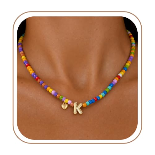 Colorful Initial Necklaces Fashion Stuff 18K Gold Plated Letter A-Z - color: K