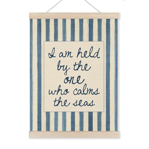 HUGANE Blue Striped Christian Wall Art Poster Hanger Frame, Calm the Sea Bible Verse Religious Canvas Pictures Prints Framed Hanging Wall Decor for Church Prayer Room Home Office, 12x16 Inch - color: Color-18