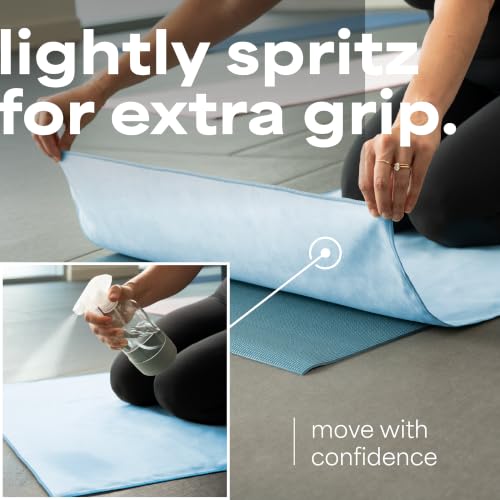 S&T INC. Aura Microfiber Yoga Mat Towel, 2 Pack, 26.5" x 72", Blue | Soft and Absorbent, Quick-Dry for Gym, Pilates, and Hot Yoga, Compact for Gym Bag, Machine Washable - color: Blue 2pk
