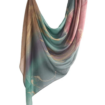 Hijab Scarf for Women Fashion Printed Modal Hijab Head Wrap Scarves Lightweight Long Scarf Shawls - color: Watercolor J