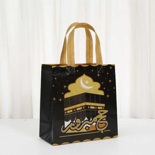 12pcs Ramadan Mubarak Reusable Gift Bags, Bags with Handles, Party Bags, Multifunctional Non-Woven Bags for Gifts Wrapping, Ramadan Party Supplies