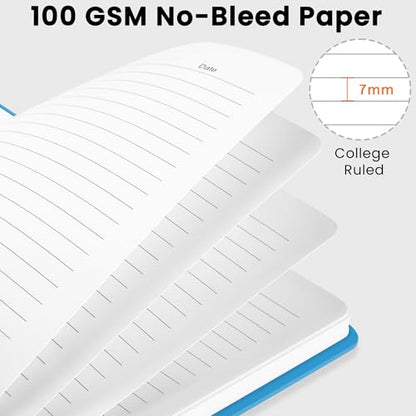CICPAP Lined Spiral Journal Notebook, A5 College Ruled Notebook for Journaling, Note-Taking, and Daily Planning, Durable Hardcover with an Elegant Design, Blue - color: E-Blue