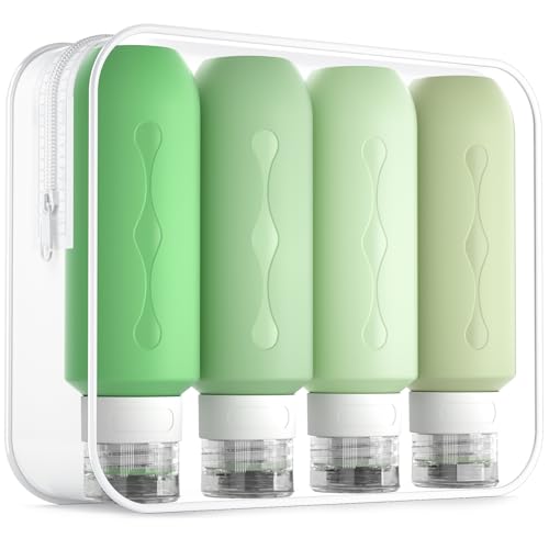 Gemice Travel Bottles for Toiletries, Tsa Approved Travel 6oz Size Containers with Clear Bag, BPA Free Leak Proof Travel Tubs Refillable Liquid Travel Accessories for Cometic Shampoo Lotion - color: Water Green, size: 6 Ounces
