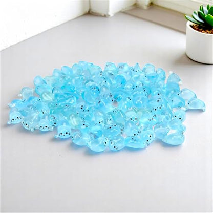 100pcs Glow-in-The-Dark Mini Resin Ocean Animal Decorations – Luminous Seal Figurines for Fairy Garden, Aquarium, Potted Plants, Desk Display & DIY Crafts – Not a Toy