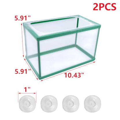 MY MIRONEY 2PCS 10.43" x 5.91" x 5.91" Fish Tank Breeder, Green | Nylon Fish Incubator Mesh Box Aquarium Fish Fry Hatchery Breeder with Suction Cups - style: 10.43" x 5.91" x 5.91"; Green; without Divider