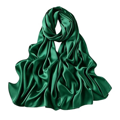 Lina & Lily Luxury Satin Hijab Head Scarf Shawl Wrap for Muslim Women Extra Long - color: Emerald Green