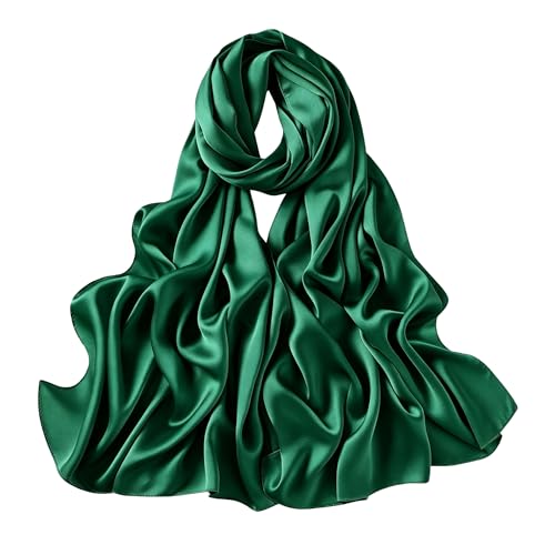 Lina & Lily Luxury Satin Hijab Head Scarf Shawl Wrap for Muslim Women Extra Long - color: Emerald Green