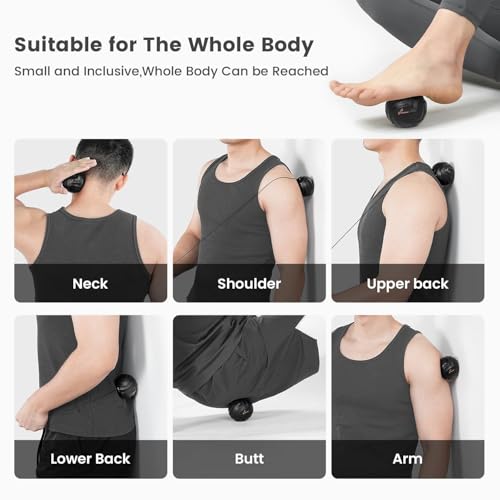 Sportneer Massage Lacrosse Ball with String, Deep Tissue Massager for Back Myofascial Release, Shoulder Trigger Point Therapy & Foot Plantar Fasciitis, Full Body Relaxation, Greasy Black - color: Greasy Black