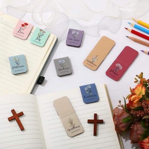 Tisancy 9 Pcs Christian Magnetic Bookmarks Bulk Inspirational Gifts Leather Bookmarks Handmade Bible Motivational Gifts for Vbs Sunday School Book Club(Colorful) - color: Colorful