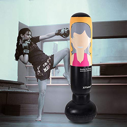 Inflatable Punching Bag for Adults and Kiddly, Free Standing Punching Bag, 58 Inch Boxing Bag, Kickboxing Bag, Punching Dummy for Karate and Taekwondo Practice