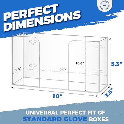Storage Standard Glove Box Holder Dispenser - Kitchen, Medical, & Latex Gloves Holder Wall Mount or Countertop, Universal Fit - Thick Acrylic, Easy to Use, Slide, & Load Open Top Design - Clear - color: Clear - Single