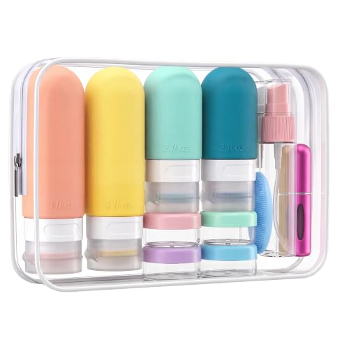 24 Pack Travel Bottles for Toiletries: TSA Approved Leak Proof Silicone Set - color: Colorful