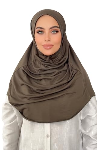 One pieces hijab, Amira hijab, Instant Hijab Scarf For Women, Practical Amira Jersey Hijab, Women Muslim Instant Hijab - color: N11 Khaki
