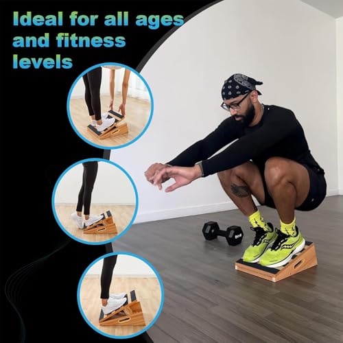 StrongTek Professional Wooden Slant Board, Adjustable Incline Board and Calf Stretcher, Partial-Coverage Design with Side Handle, 5 Angles, 500 lbs Capacity - style: Partial-coverage