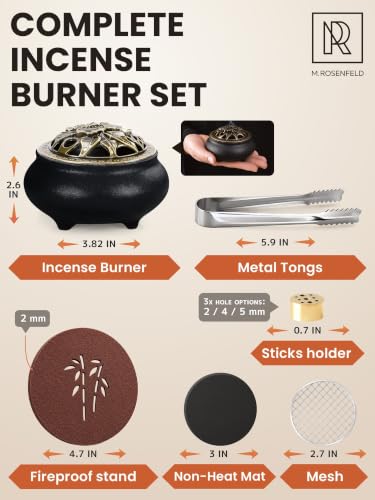 Resin Incense Burner Bowl Set for Charcoal, Frankincense & Resin – Heat-Resistant Censer Incense Holder for Cones & Sticks with Clean Ash Catcher for Home Fragrance, Relaxation & Traditional Use - color: Burner Black