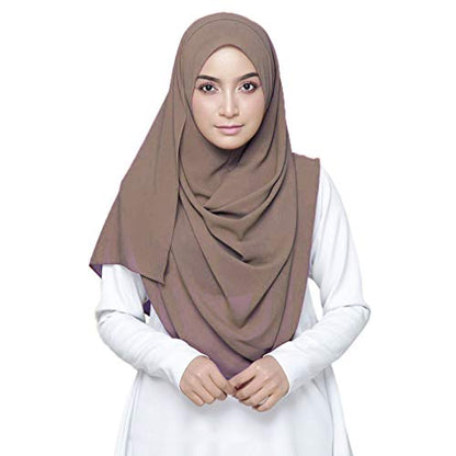 LMVERNA Solid Color Bubble Chiffon Scarf for Women Fashion Soft Hijab Long Scarfs Wrap Scarves - color: Khaki
