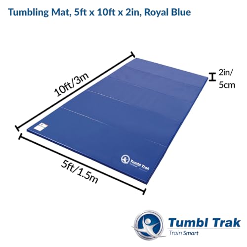 Tumbl Trak Gymnastics Folding Tumbling Panel Mat - color: Royal Blue, size: 5'x10'x2"