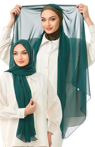 Instant Chiffon Hijab, Ready to wear hijab, modal wrap, Abaya, modern Instant Scarf, Soft breathable scarf - color: S12 Emerald