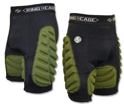 Ring to Cage Combat Padded Compression Short for Muay Thai, MMA, Kickboxing - size: X-Large