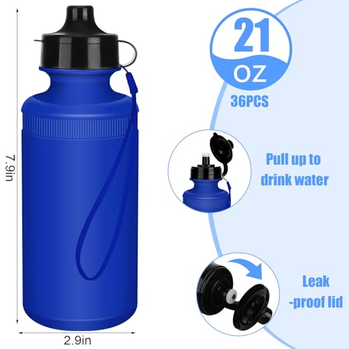 Zubebe 36 Pcs Sports Water Bottles Bulk Squeeze Reusable Bpa-free Plastic Water Bottles End of the Year Gifts Summer Gifts for Students School Travel Hiking Cycling Event Team Gift - color: Blue