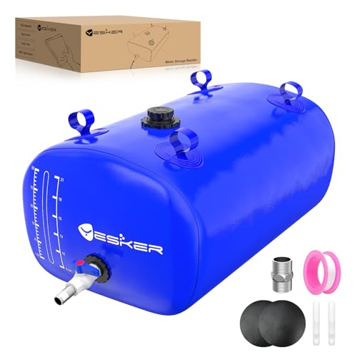 Yesker Portable Water Storage Bladder 30 Gallon – Heavy-Duty 1000D PVC Foldable Water Bladder Tank with 3/4" PVC Spigot for Garden, Camping & Car Use - color: Blue, size: 30 Gallons