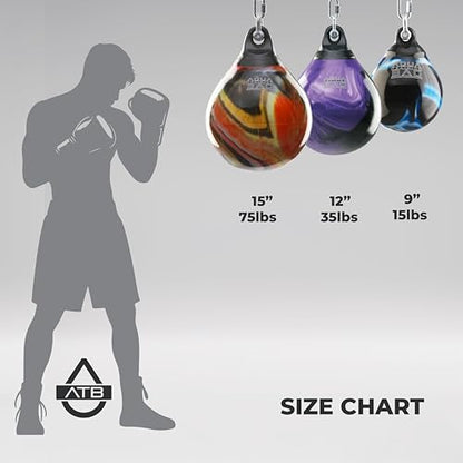 Aqua Training Bag 9" 15 Pound Head Hunter Slip Ball Hybrid Punching Bag - color: Black Eye