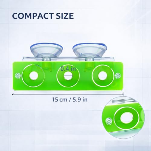 kcrygogo Acrylic Coral Frag Rack with Double Suction Cups, 3 Hole Coral Plug Holder for Reef Tank Aquarium, Fluorescent Green & Fluorescent Red, 2PCS