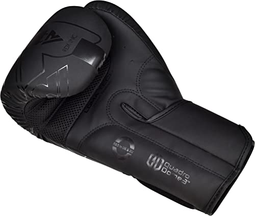 RDX Boxing Gloves, Pro Training Sparring, Maya Hide Leather, Muay Thai MMA Kickboxing, Men Women Adult, Heavy Punching Bag Focus Mitts Pads Workout, Ventilated Palm, Multi Layered, 8 10 12 14 16 18 Oz - color: BLACK, size: 16 OZ
