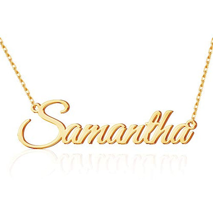 TinyName Custom Name Necklace Personalized 18K Gold Plated Nameplate Customized Jewelry Gift for Women - color: Gold