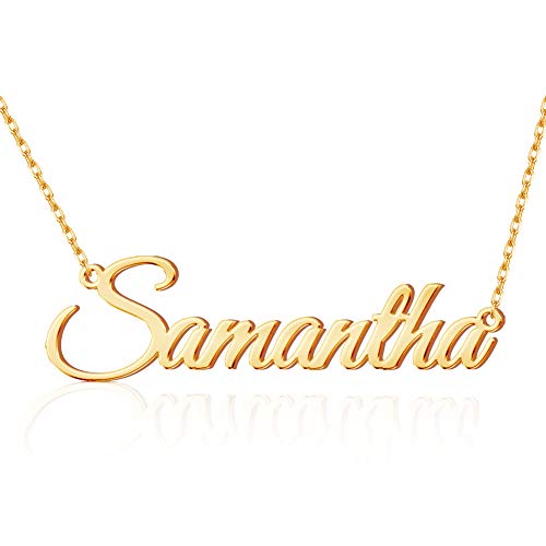 TinyName Custom Name Necklace Personalized 18K Gold Plated Nameplate Customized Jewelry Gift for Women - color: Gold