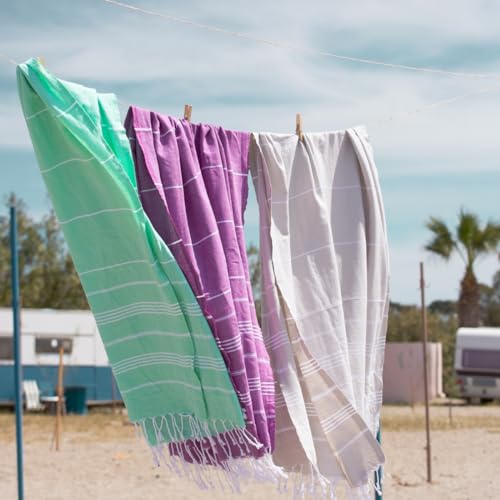 BAY LAUREL Turkish Beach Towel with Travel Bag 39 x 71 Quick Dry Sand Free Lightweight Large Oversized Towels Light - color: Dandelion With Floral Bag