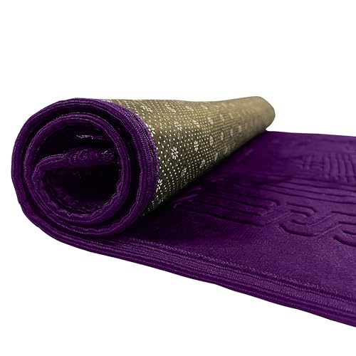 Empire Home Purple Islamic Prayer Rug Oversized Soft Thick Plush Musalla Mat - for Men Women Childred - سجادة صلاة - color: Purple