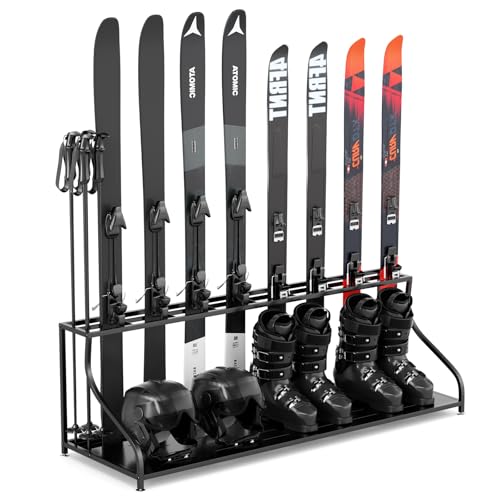Ski Storage Rack-Holder Garage - Freestanding Ski Equipment Organizer Ski Boot Snowboard Rack Stand Snow Gear Storage - color: 8 Pairs