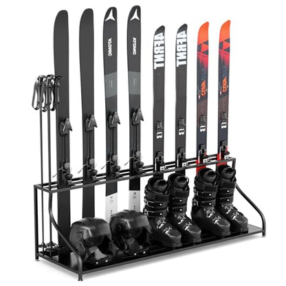 Ski Storage Rack-Holder Garage - Freestanding Ski Equipment Organizer Ski Boot Snowboard Rack Stand Snow Gear Storage - color: 8 Pairs