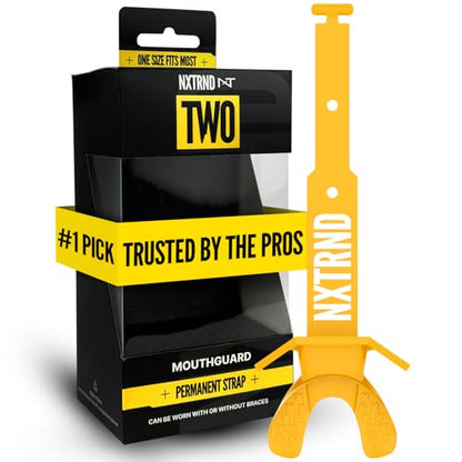 Nxtrnd Two Pro Football Mouth Guard, Permanent Strap, Fits Adult & Youth (Yellow) - color: Yellow